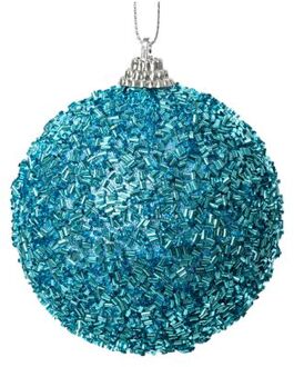 Decoris Kerstbal foam d8 cm suiker blauw kerst