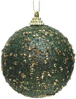 Decoris Kerstbal foam paillet d8 cm d.groen