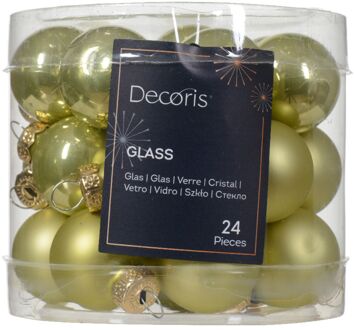 Decoris Kerstbal glas d2.5 cm pstch ass 24st kerst Groen