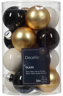 Decoris Kerstbal glas d3.5 cm wlwt ass 16st kerst Wit