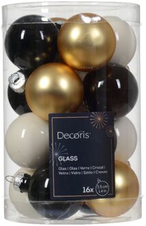 Decoris Kerstbal glas d3.5 cm wlwt ass 16st kerst Wit