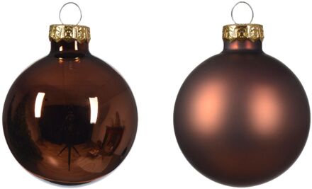 Decoris Kerstbal glas d5 cm esprss ass 12st kerst Bruin