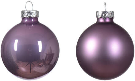 Decoris Kerstbal glas d5 cm klila ass 12st kerst Paars