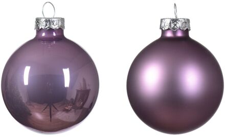 Decoris Kerstbal glas d5 cm klila ass 12st kerst Paars