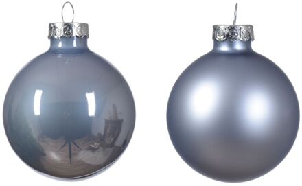 Decoris Kerstbal glas d5 cm mblw ass 12st kerst Blauw