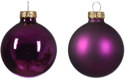 Decoris Kerstbal glas d5 cm violet ass 12st kerst Paars