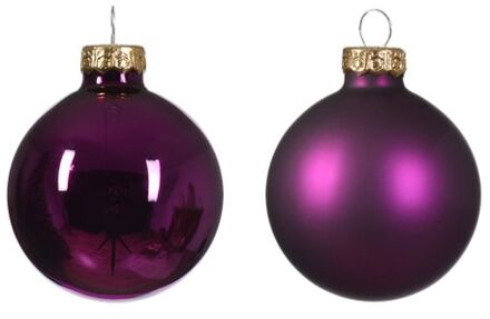 Decoris Kerstbal glas d5 cm violet ass 12st kerst Paars