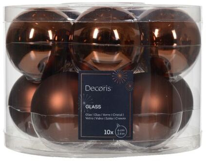 Decoris Kerstbal glas d6 cm esprss ass 10st kerst Bruin