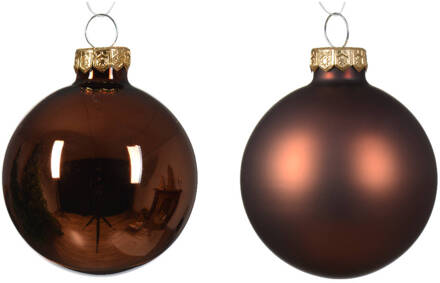 Decoris Kerstbal glas d6 cm esprss ass 20st kerst Bruin