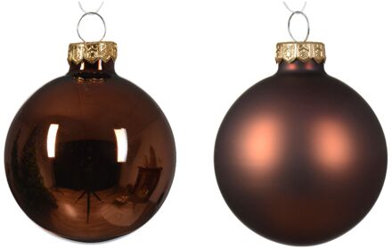 Decoris Kerstbal glas d6 cm esprss ass 20st kerst Bruin