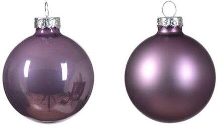 Decoris Kerstbal glas d6 cm klila ass 10st kerst Paars