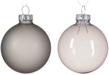 Decoris Kerstbal glas d6 cm marmer grijs 6st kerst