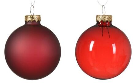 Decoris Kerstbal glas d6 cm ossenbloed 6st kerst Rood