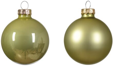 Decoris Kerstbal glas d6 cm pstch ass 10st kerst Groen