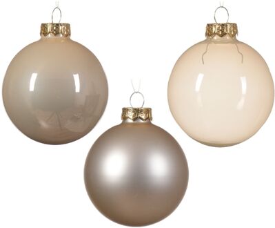 Decoris Kerstbal glas d7 cm parel ass 21st I kerst Wit