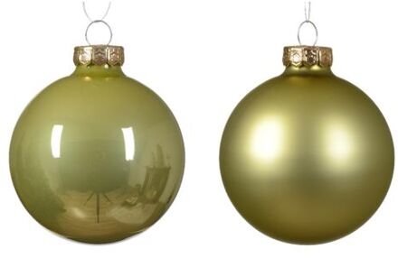 Decoris Kerstbal glas d7 cm pistache ass 8st kerst Groen