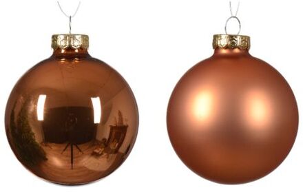 Decoris Kerstbal glas d7 cm rood kpr ass 8st kerst