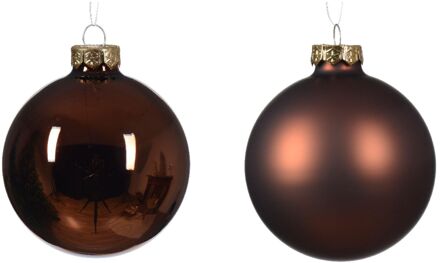 Decoris Kerstbal glas d8 cm espresso ass 6st kerst Bruin