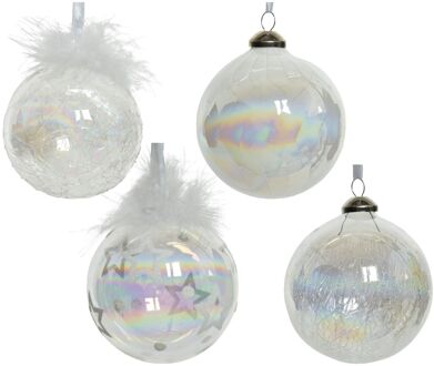 Decoris Kerstbal glas d8 cm helder a4 kerst Transparant