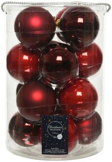 Decoris Kerstbal glas d8 cm kerstrood 16st kerst