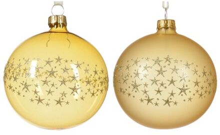 Decoris Kerstbal glas d8 cm licht goud a2 kerst Geel