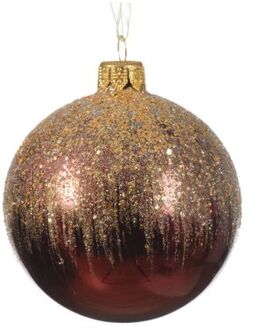 Decoris Kerstbal glas d8 cm ossenbloed kerst Rood