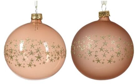 Decoris Kerstbal glas d8 cm rose a2 kerst Roze