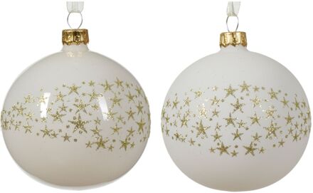 Decoris Kerstbal glas d8 cm wolwit a2 kerst