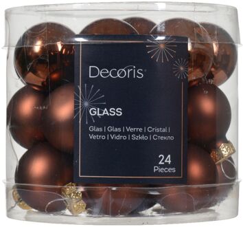 Decoris Kerstbal gls d2.5 cm esprss ass 24st kerst Bruin