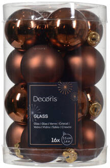 Decoris Kerstbal gls d3.5 cm esprss ass 16st kerst Bruin