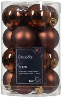 Decoris Kerstbal gls d3.5 cm esprss ass 16st kerst Bruin