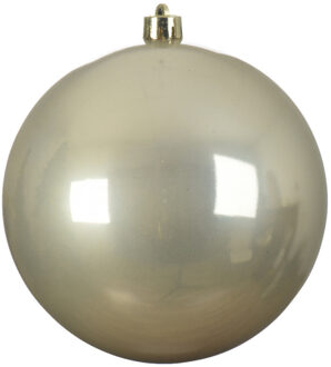 Decoris kerstbal - groot formaat - D14 cm - licht champagne - plastic - Kerstbal Champagnekleurig