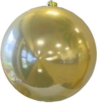 Decoris kerstbal - groot formaat - D20 cm - licht champagne - plastic - Kerstbal Champagnekleurig