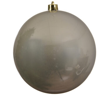 Decoris kerstbal - groot formaat - D20 cm - licht champagne - plastic - Kerstbal Champagnekleurig