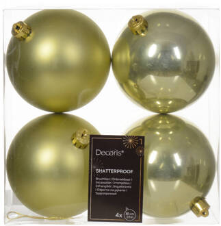 Decoris Kerstbal kunststof d10 cm pstch 4st kerst Groen