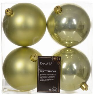 Decoris Kerstbal kunststof d10 cm pstch 4st kerst Groen