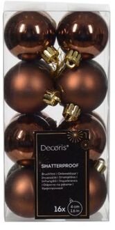 Decoris Kerstbal kunststof d4 cm esprss 16st kerst Bruin