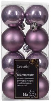 Decoris Kerstbal kunststof d4 cm klila 16st kerst Paars