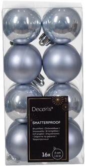 Decoris Kerstbal kunststof d4 cm mblw 16st kerst Blauw