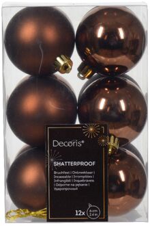 Decoris Kerstbal kunststof d6 cm esprss 12st kerst Bruin