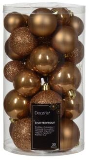 Decoris Kerstbal kunststof d6 cm gmbr 30st kerst Bruin