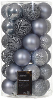 Decoris Kerstbal kunststof d6 cm mblw 37st kerst Blauw