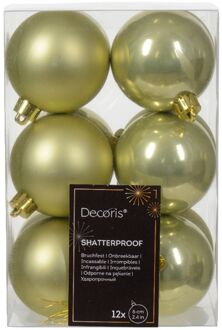 Decoris Kerstbal kunststof d6 cm pstch 12st kerst Groen