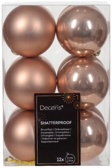 Decoris Kerstbal kunststof d6 cm rose 12st kerst Roze