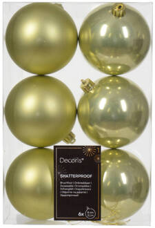 Decoris Kerstbal kunststof d8 cm pstch 6st kerst Groen