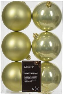 Decoris Kerstbal kunststof d8 cm pstch 6st kerst Groen