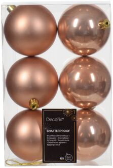 Decoris Kerstbal kunststof d8 cm rose 6st kerst Roze