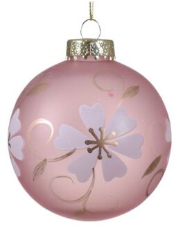 Decoris Kerstbal kunststof d8 cm roze kerst