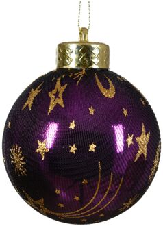 Decoris Kerstbal kunststof d8l8 cm violet kerst Paars