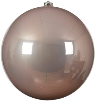 Decoris Kerstbal - lichtroze - groot - 25 cm - kunststof - glans